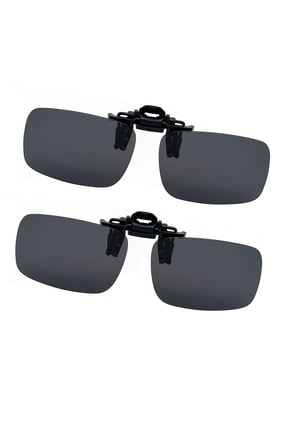 2 Pairs Polarized Clip-On Sunglasses Rimless Flip Up Anti-Glare Driving Glasses