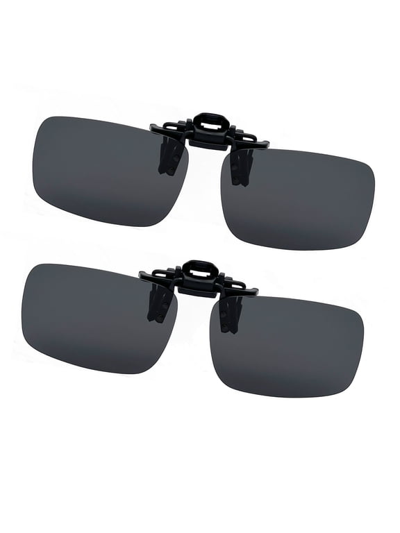 2 Pairs Polarized Clip-On Sunglasses Rimless Flip Up Anti-Glare Driving Glasses