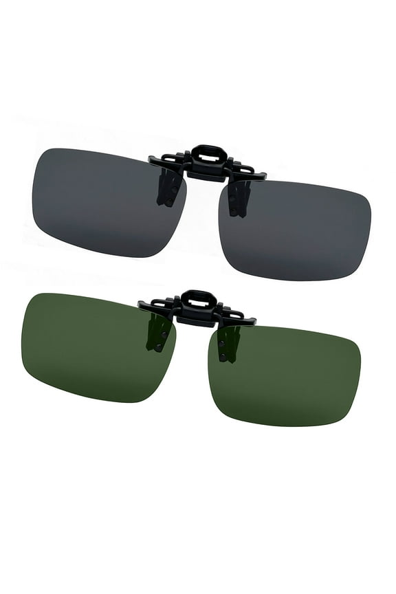 2 Pairs Polarized Clip-on Sunglasses Flip Up UV400 Protection Clip Rimless Sunglasses over Prescription Glasses