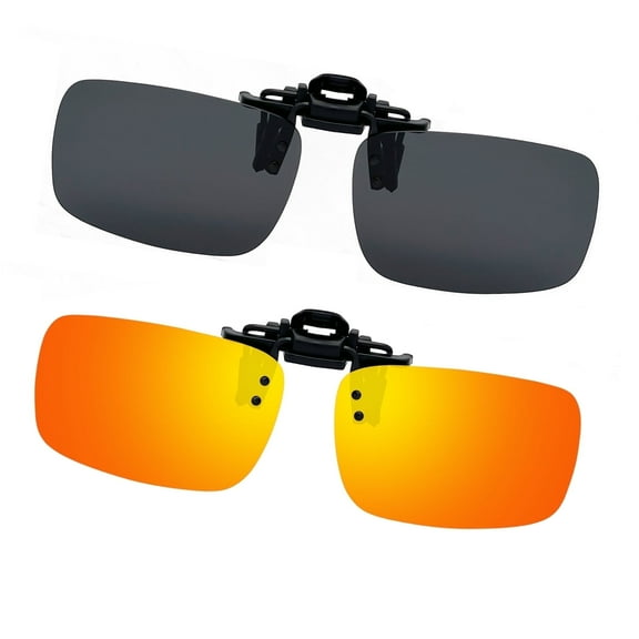 Joopin 2 Pairs Polarized Clip-on Sunglasses Flip Up UV400 Protection Clip Rimless Sunglasses over Prescription Glasses