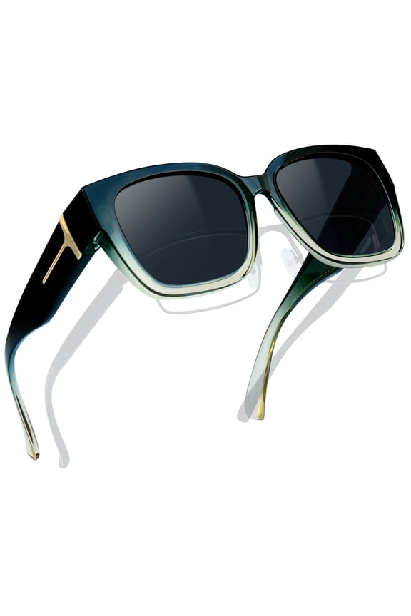Big Polarized Fit Over Glasses Sunglasses for Women UV Protection, Trendy Square Wrap Around Mens Shades
