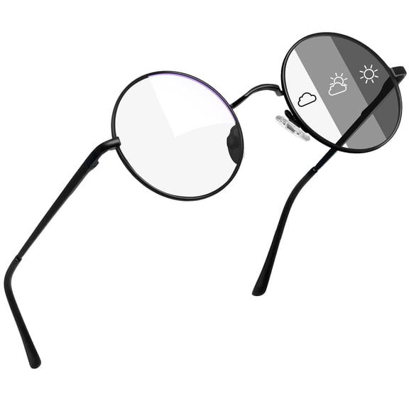 Joopin Photochromic Blue Light Blocking Glasses Round Computer Gaming TV Glasses for Men Women UV400 Protection