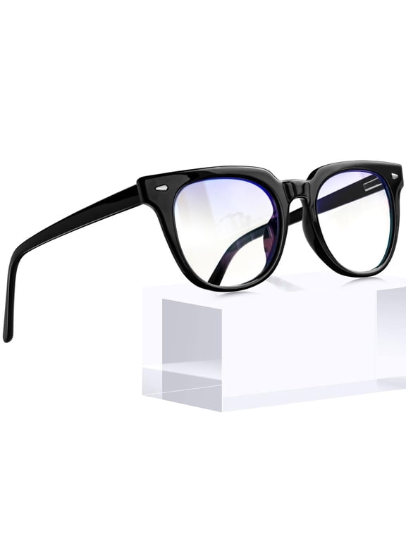 Blue Light Blocking Glasses Women/Men, Fashion Square Eyeglasses Frames UV Ray Filter Computer Gaming Glasses (Black)
