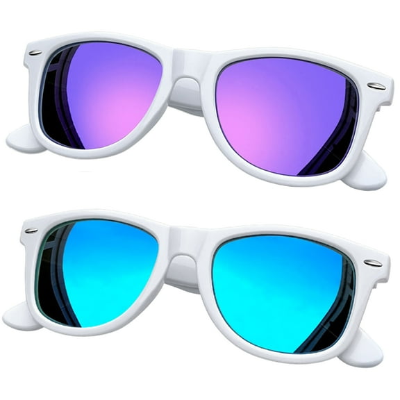 Joopin Classic Square Sunglasses Polarized UV Protection Retro Trendy Designer Sun Glasses Men Women Fishing Driving Hiking-2 Pairs (blue purple)