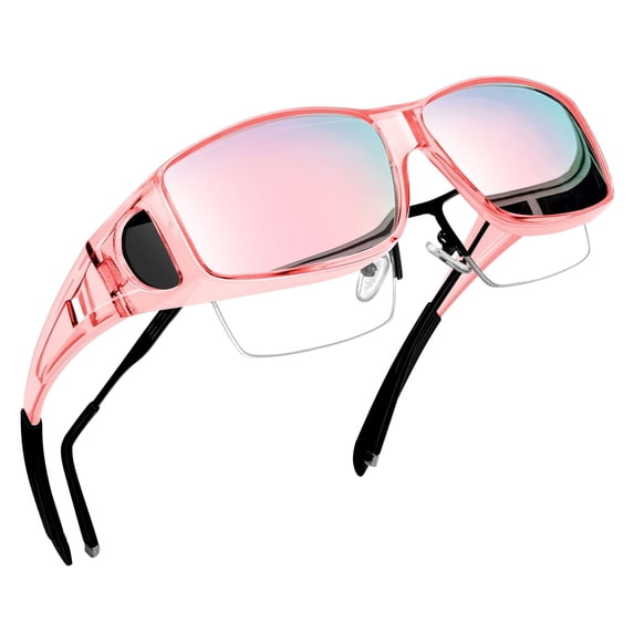 Joopin Fit Over Wrap Sunglasses Polarized Lens Wear Over Eyeglasses 100% UV Protection for Men and Women(Pink)