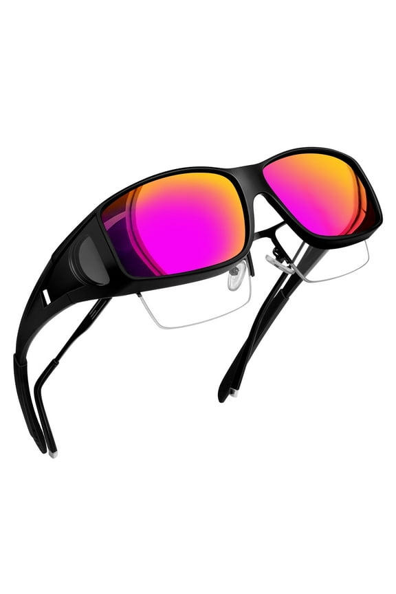 Fit Over Wrap Sunglasses Polarized Lens Wear Over Prescription Eyeglasses 100% UV Protection for Men and Women