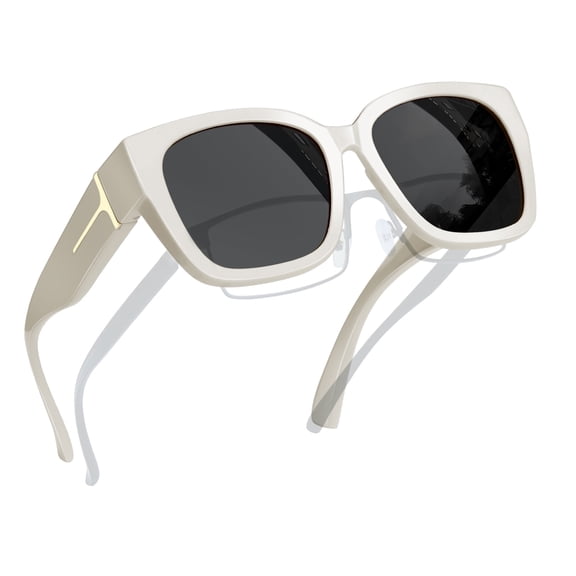 Joopin Large Polarized Fit Over Glasses Sunglasses For Women Men, Oversized Trendy Square Shades For Driving(White)