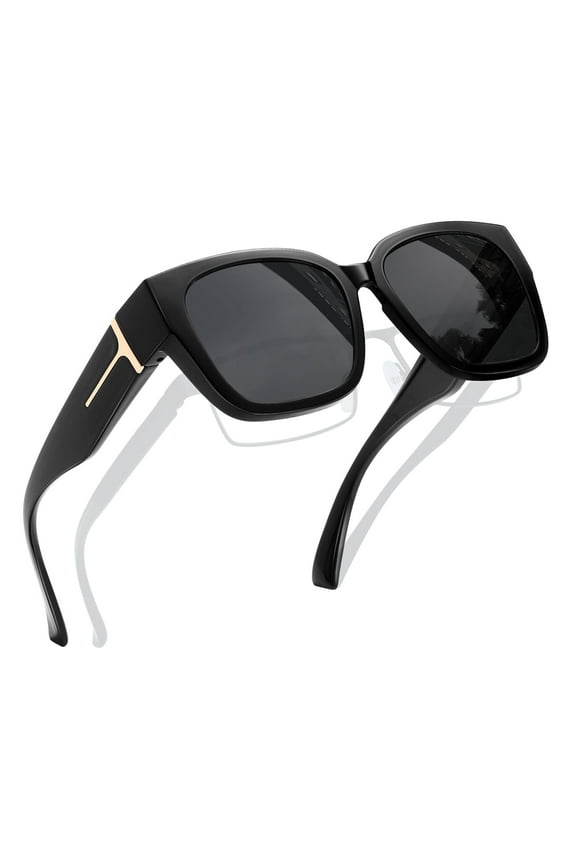 Large Polarized Fit Over Glasses Sunglasses For Women Men, Oversized Trendy Square Shades For Driving