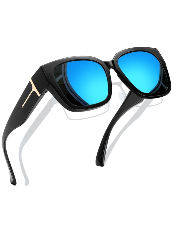 Large Polarized Fit Over Glasses Sunglasses For Women Men, Wear Over Prescription Eyeglasses 100% UV Protection Shades For Driving