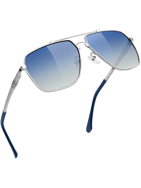 Men's Square Sunglasses Polarized UV400 Protection, Aviation Shades for Women Driving Fishing