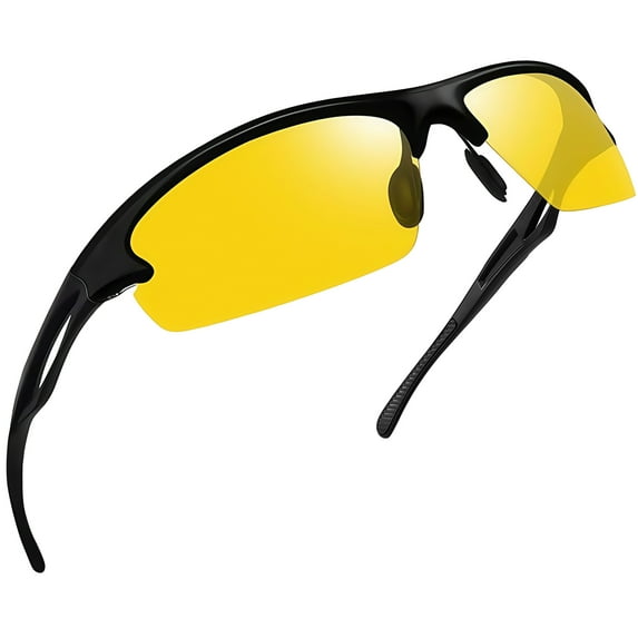 Joopin Night Driving Glasses UV400 Protection Wrap Around Night Vision Lens Glasses for Men Women Fishing Driving