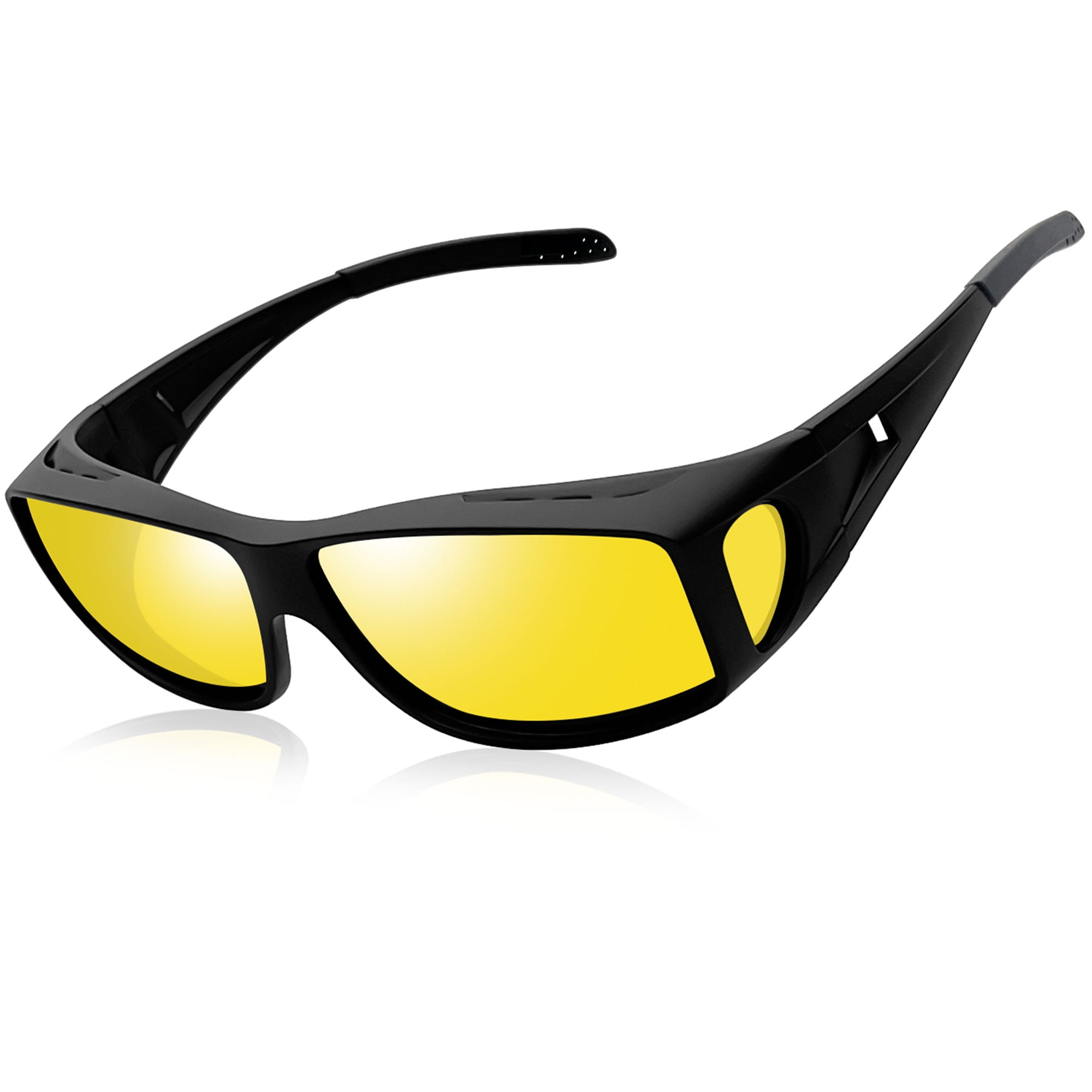 Joopin Night Vision Glasses Fit Over Glasses for Men Women, Night Driving  Yellow Lens Glasses 