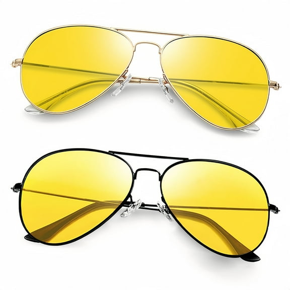 Joopin Night Vision Glasses for Men Women Classic Aviation UV Protection Glasses for Driving Hiking Fishing(Black Gold)
