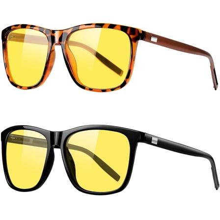 Joopin Night Vision Glasses for Men and Women Al-Mg Ultralight Temples Yellow Driving Glasses with UV Protection and Anti Glare