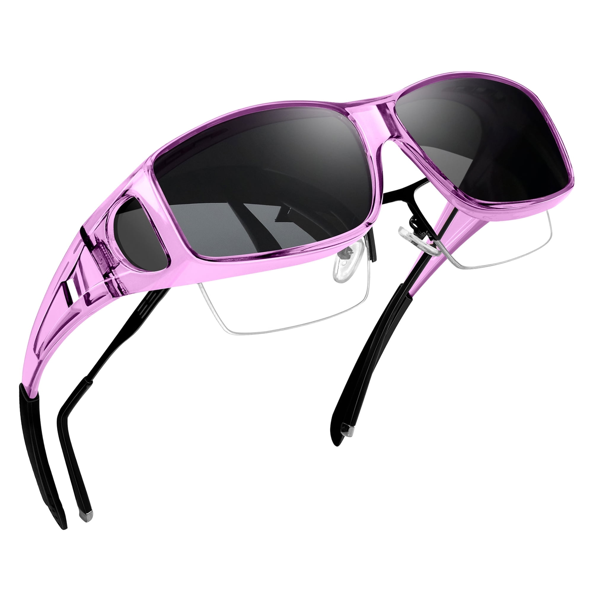 Joopin Women's Polarized Sunglasses Big Frame, 100% UV Block, Black Purple