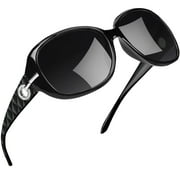 Lunettes De Soleil Femme Vintage - Monture Noire Rectangulaire - Verres Noirs - Occasion - Style Rétro