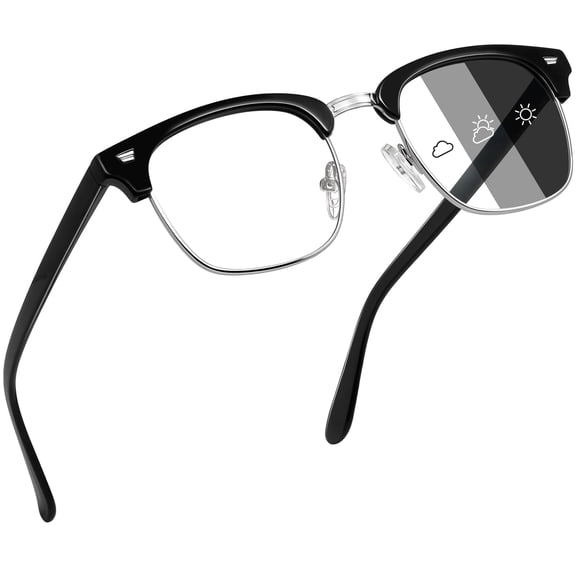 Joopin Photochromic Blue Light Blocking Glasses Semi-rimless Computer Gaming TV Glasses for Men Women UV400 Protection