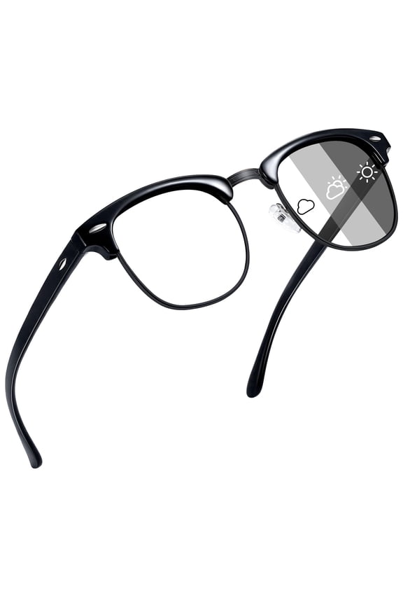 Photochromic Blue Light Blocking Glasses Semi-rimless Computer Gaming TV Glasses for Men Women UV400 Protection