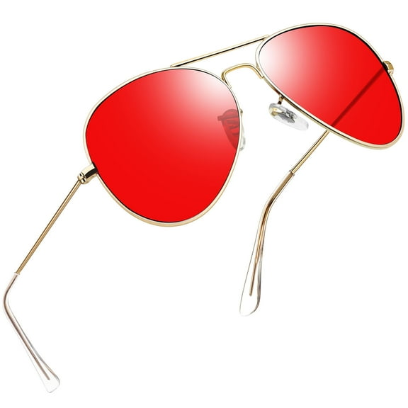 Joopin Polarized Aviation Sunglasses for Men Women Classic Designer Sun Glasses UV Protection (Red Lens)