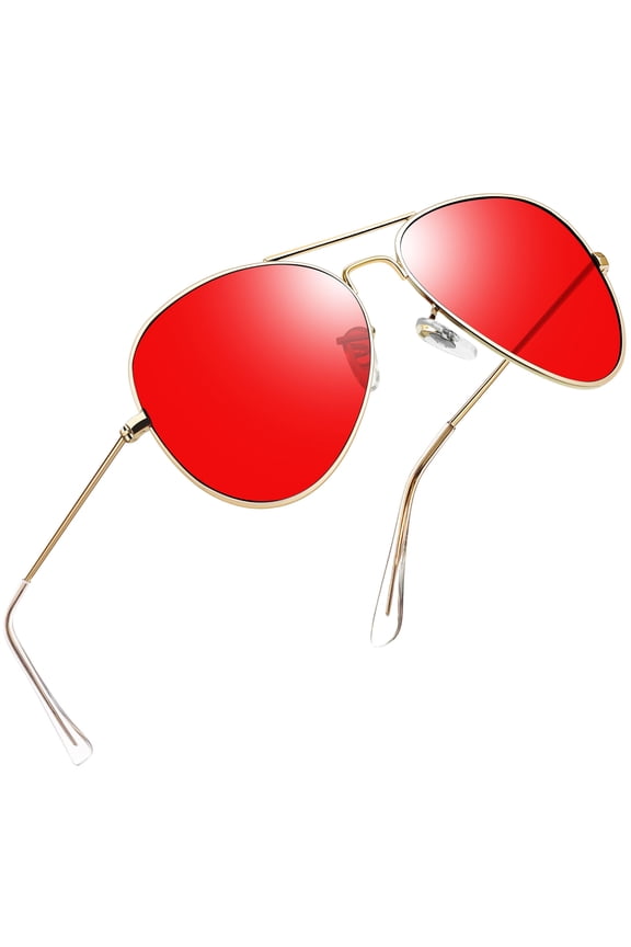 Polarized Aviation Sunglasses for Men Women Classic Designer Sun Glasses UV Protection (Red Lens)