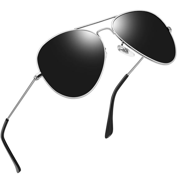 Joopin Polarized Aviation Sunglasses for Men Women Classic Mirrored Lens UV Protection Sun Glasses (Silver Black)