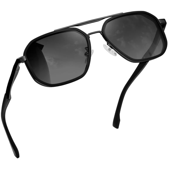 Joopin Polarized Aviator Sunglasses for Men Women Spring Hinge Metal UV400 Protection Sun Glasses (Black)