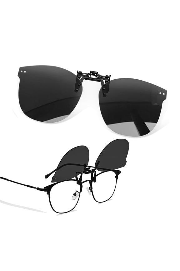 Polarized Clip On Sunglasses Over Eyeglasses for Men Women UV Protection (Black)