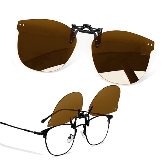 Joopin Polarized Clip on Sunglasses Flip up UV400 Protection Clip Rimless Sunglasses over Prescription Glasses