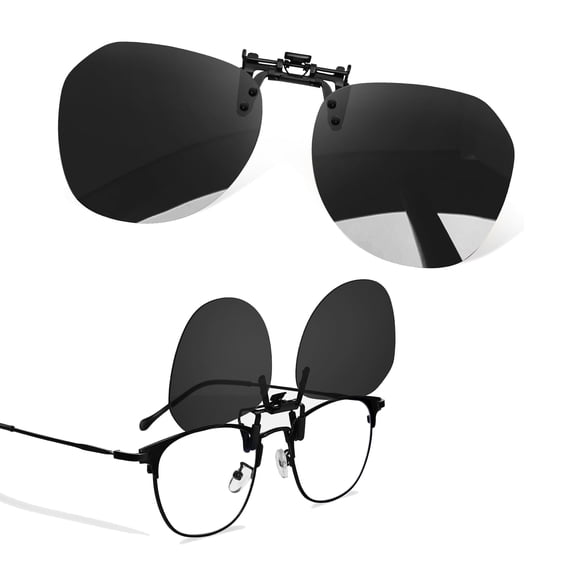 Joopin Polarized Clip on Sunglasses for Women Men Rimless Flip Up Anti-Glare Driving Glasses(Black)