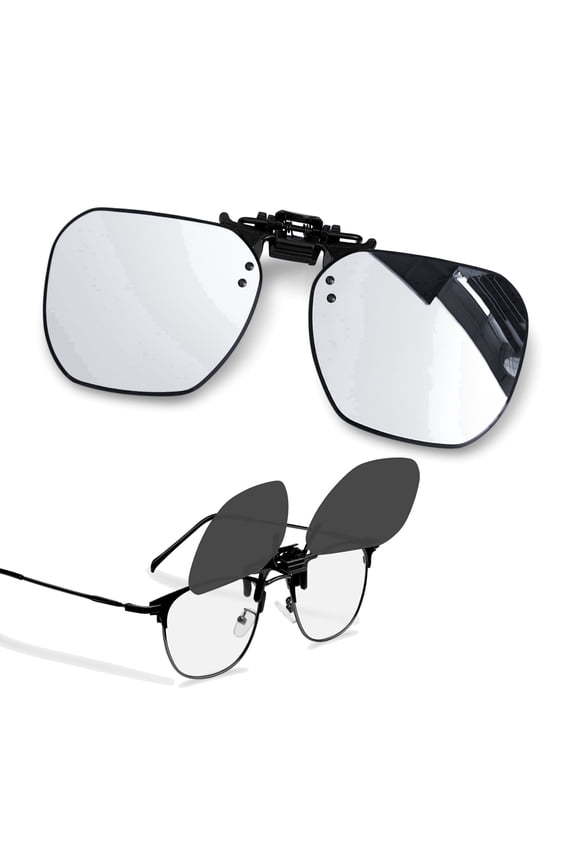 Polarized Clip on Sunglasses for Women Men Rimless Flip Up Anti-Glare Driving Glasses(Mirrored Silver)