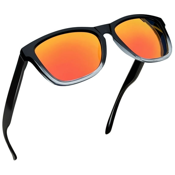 Joopin Polarized Sunglasses For Man&Women 100% UV Blocking Vintage Retro Rectangle Mirrored Lens Sunglasses For Driving (Gradient Black/Red)