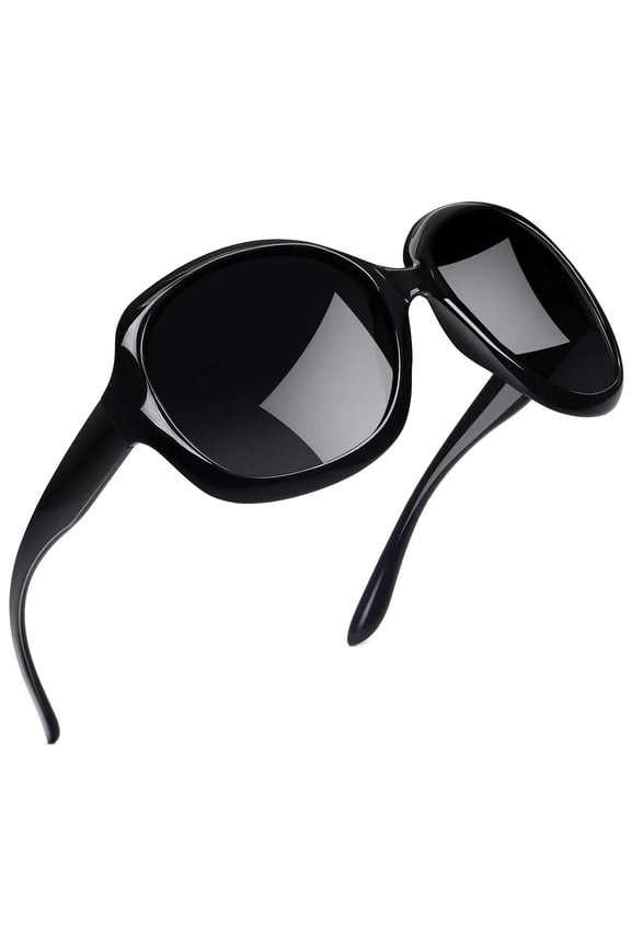 Polarized Sunglasses Womens Trendy Oversized Large Driving Sun Glasses Ladies UV Protective Big Sunnies Shades (Black)