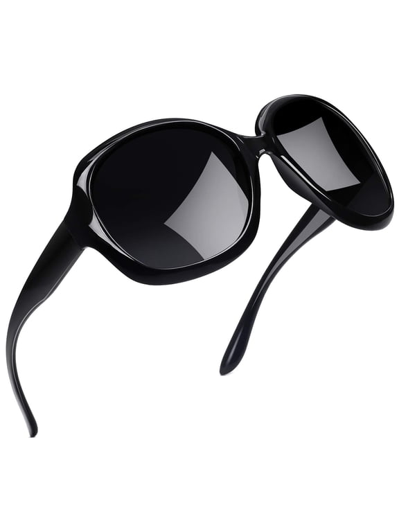 Polarized Sunglasses Womens Trendy Oversized Large Driving Sun Glasses Ladies UV Protective Big Sunnies Shades (Black)
