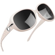 Joopin Polarized Sunglasses for Women Trendy Sparkling Oversized Big Composite Frame Shades Light Beige