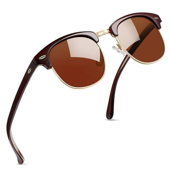 Joopin Polarized Vintage Semi Rimless Sunglasses Half Frame Sun Glasses UV Protection Shades for Women Men(Brown)