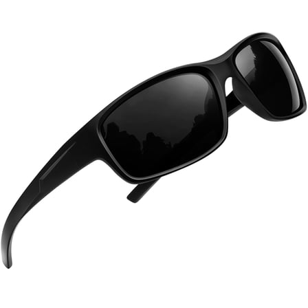 Joopin Polarized Wrap Around Sports Sunglasses for Men Women Driving Fishing Running Sun Glasses(Black)