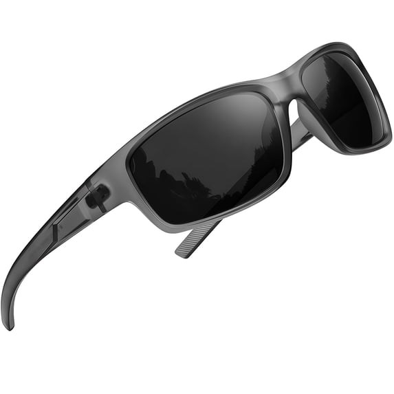 Joopin Polarized Wrap Around Sports Sunglasses for Men Women Driving Fishing Running Sun Glasses(Clear Grey)