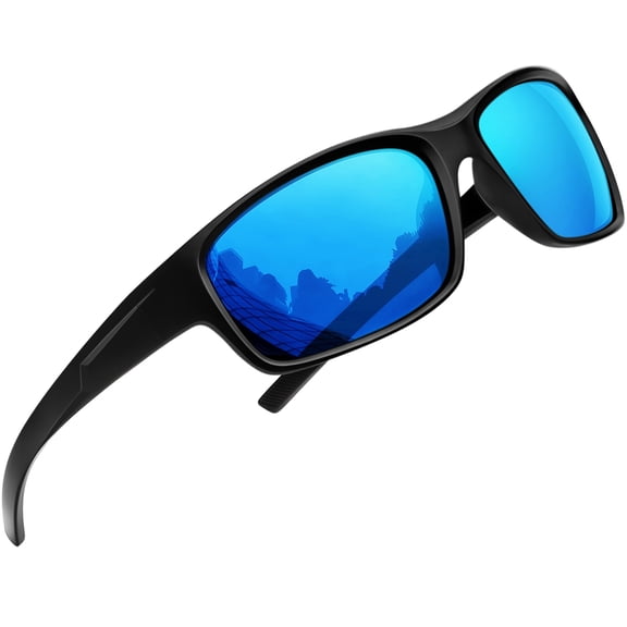 Joopin Polarized Wrap Around Sports Sunglasses for Men Women Driving Fishing Running Sun Glasses(Mirrored Blue)