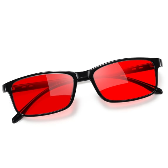 Joopin Rectangular Sleep Glasses with Blue Green Light Blocking, Red Light Lens for Computer Gaming, Screen Fatigue & UV400 Protection