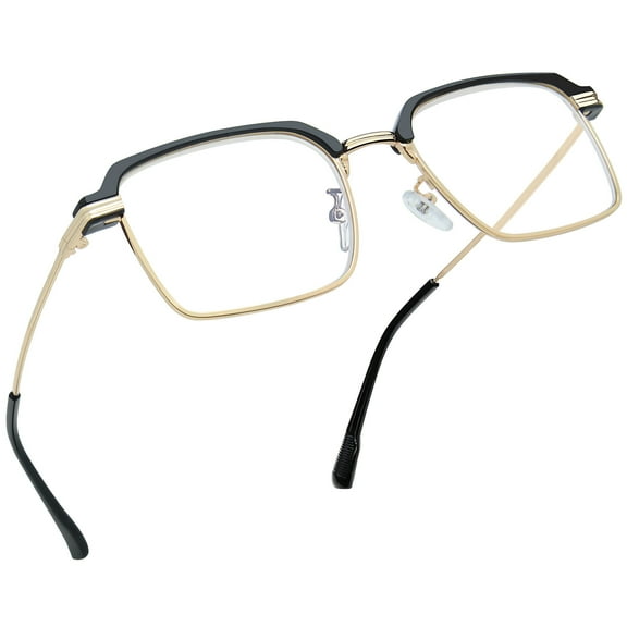 Joopin Vintage Blue Light Blocking Readers 2.50- Classic Full Frame Horn Rimmed Metal Readers for Women Men