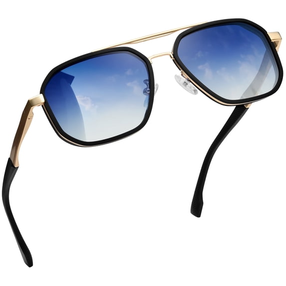 Joopin Retro Polarized Square Sunglasses Spring Hinge Metal UV400 Protection Mens Womens for Driving Traveling Fishing