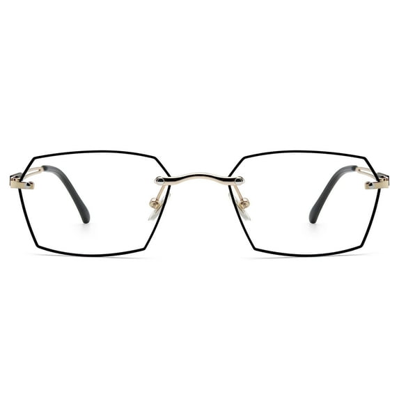 Joopin Fashion Rimless Polygon Reading Glasses Mens Women's Hollowed Out Legs Anti-blue Light Glasses