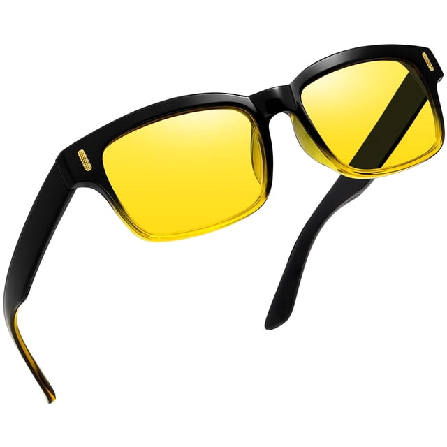 Joopin Retro Rectangular Night Vision Glasses for Men Women Fishing Driving Hiking UV400 Protection