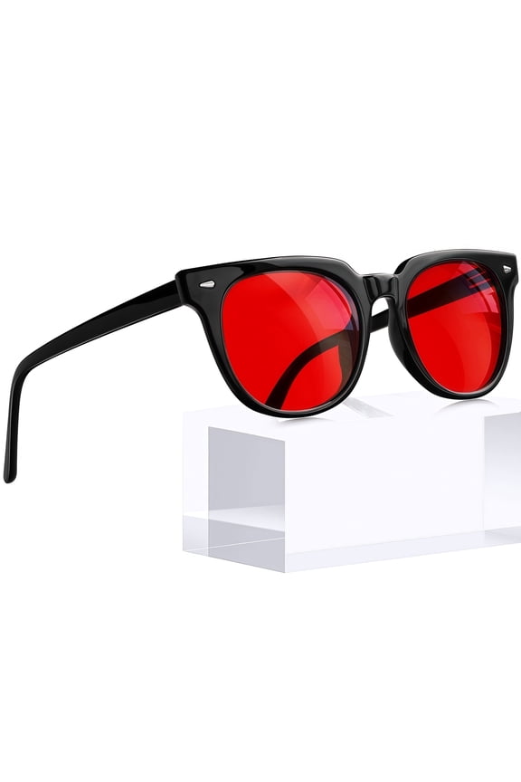 Sleep Glasses with Blue Green Light Blocking, Red Light Lens for Computer Gaming, Screen Fatigue & UV Protection