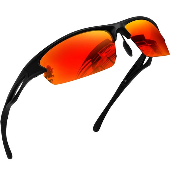 Joopin Sport Sunglasses UV400 Protection Wrap Around Sun Glasses Shades for Men Women(Mirrored Red)
