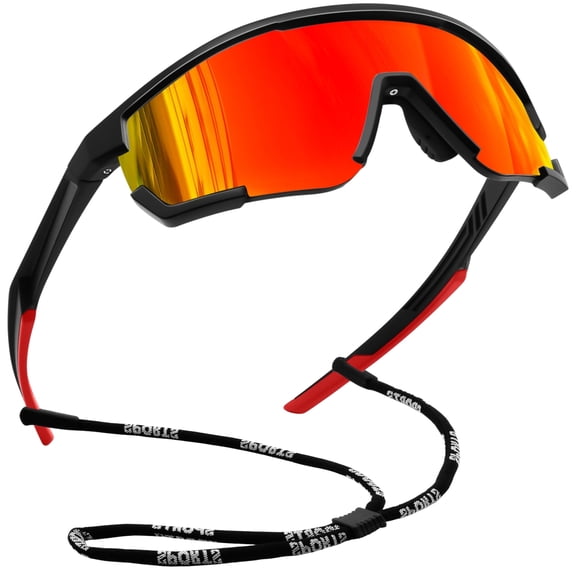 Joopin Sports Sunglasses Men Women Polarized Wrap Around Sun Glasses UV400 Protection Shades Sunnies(Orange-red)