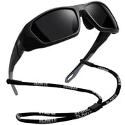 Sports Sunglasses Polarized UV400 Protection Wrap Around Sun Glasses Shades for Men Women(Black)