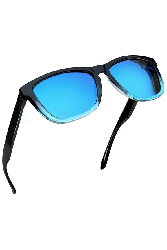 Square Polarized Sunglasses for Men Women, Lightweight Rectangle UV400 Mirrored Sport Sun Glasses (Ice Blue)