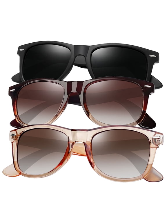 Square Sunglasses Polarized UV Protection Retro Trendy Designer Sun Glasses Men Women(3 Pack)