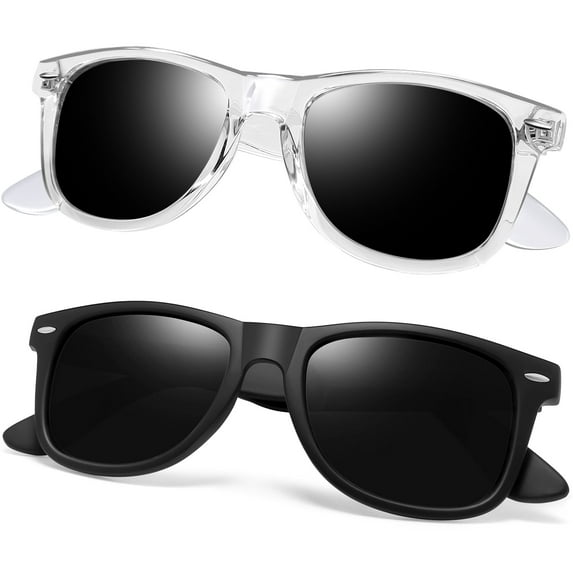Joopin Square Sunglasses Polarized UV Protection Retro Trendy Designer Sun Glasses Men Women (Black+Transparent)